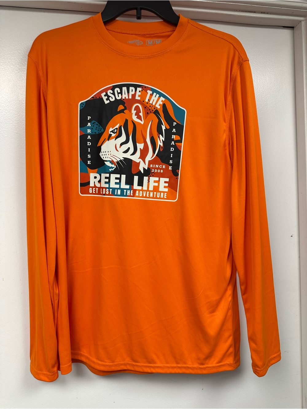 Men’s Reel Life Orange Long Sleeve Fishing shirt Size M  NWOT